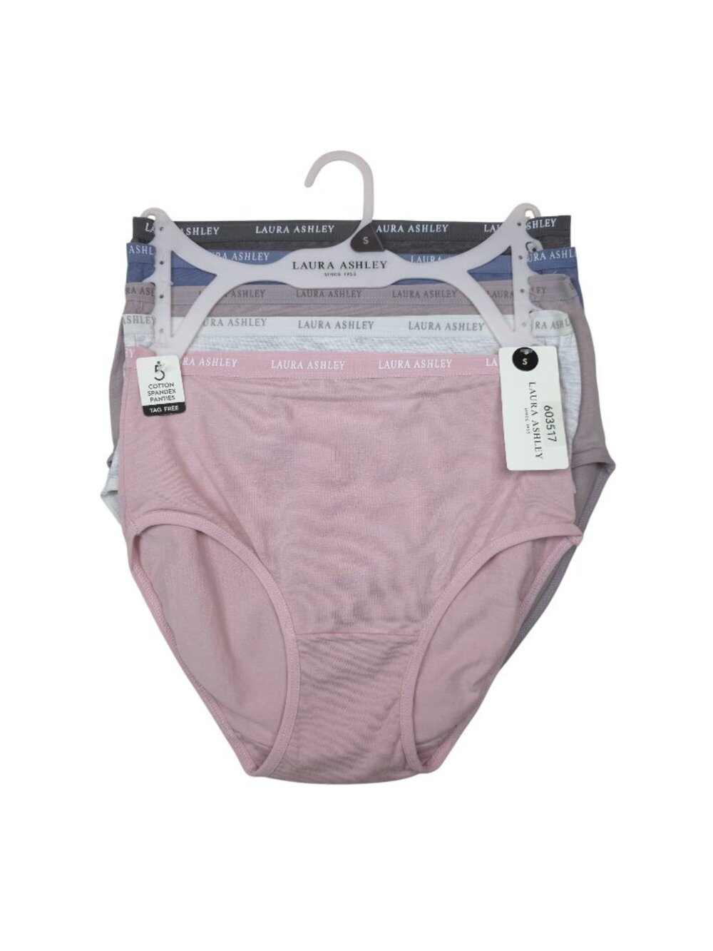 Laura Ashley Womens 5-Pack Tag-Free Panties Cotton Spandex Small Assorted Colors